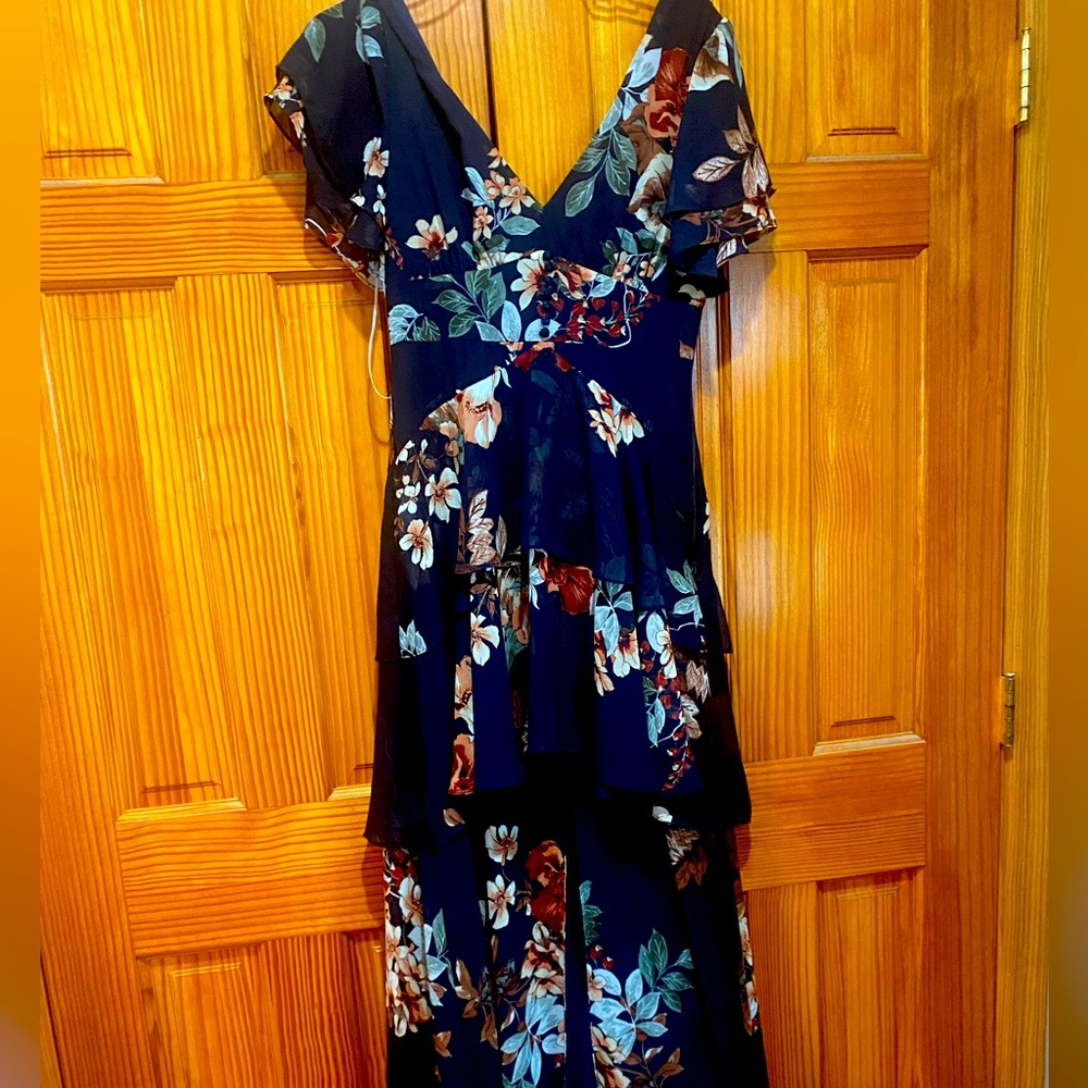 Navy blue floral dress by LuLus